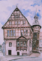 Rathaus Höxter 1, Architektur, Aquarell